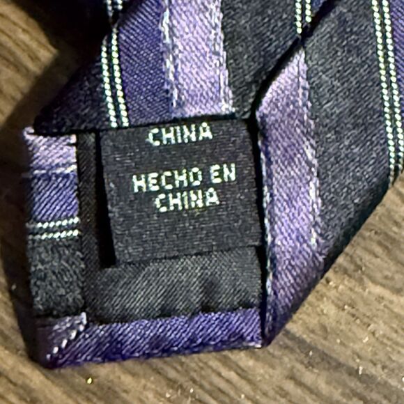 Apt 9 Pure Silk Purple and Black Striped Designer Tie 60" - Picture 5 of 9